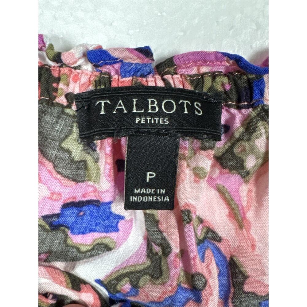 Talbots Petites Top Womens Petite Pink Floral Peasant Boho Long Sleeve Blouse - Picture 3 of 8